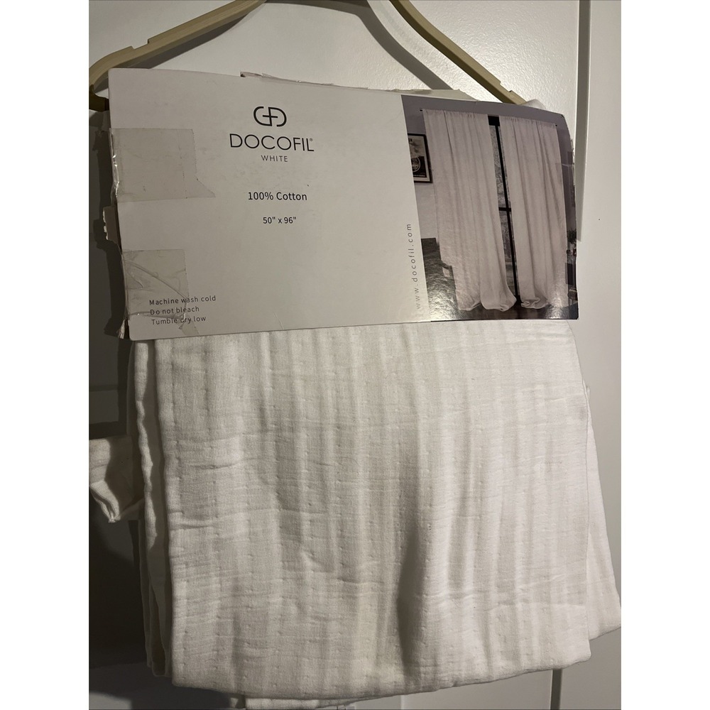 Docofil White 100% Cotton Window Curtain Panels 2 Pack 50x96